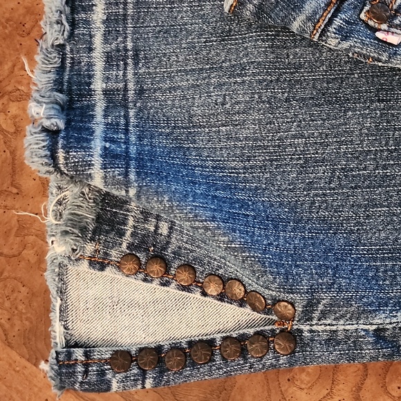 Handmade distressed low waist blue jeans - Picture 4 of 8